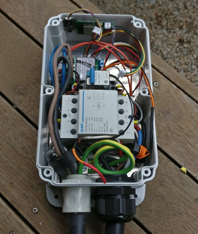 Inside an OpenEVSE wired for 3 Phase