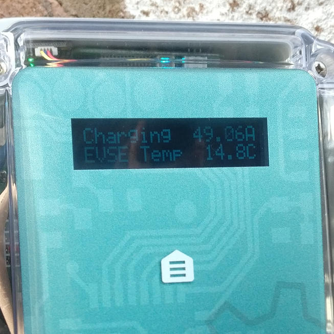 OpenEVSE displaying 49 A charging current